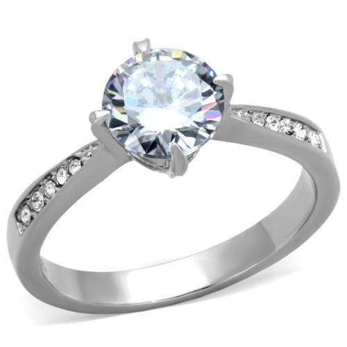 * 18K WHITE GOLD PLATED SIMULATED DIAMOND RING