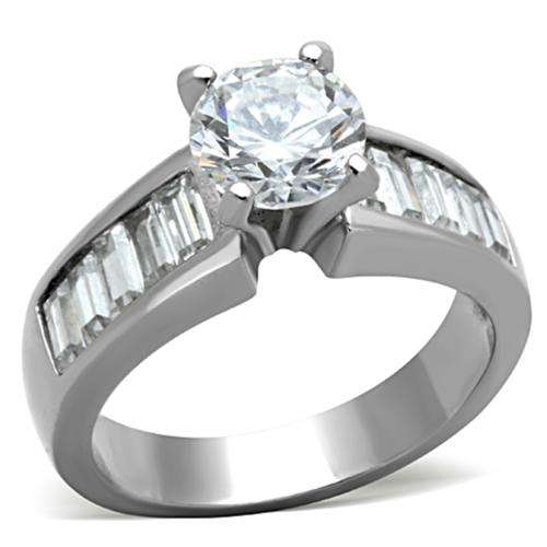** 18K WHITE GOLD PLATED SIMULATED DIAMOND LADIES RING