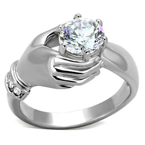 UNUSUAL HAND DESIGN SIMULATED DIAMOND LADIES RING