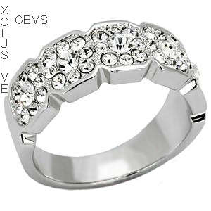** 18K WHITE GOLD PLATED SIMULATED DIAMOND LADIES RING
