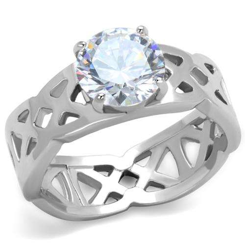 ** 18K WHITE GOLD PLATED SIMULATED DIAMOND LADIES RING