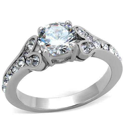 ** 18K WHITE GOLD PLATED SIMULATED DIAMOND LADIES RING
