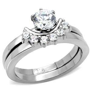 BEAUTIFUL 18K WHITE GOLD PLATED SIMULATED DIAMOND WEDDING RING SET