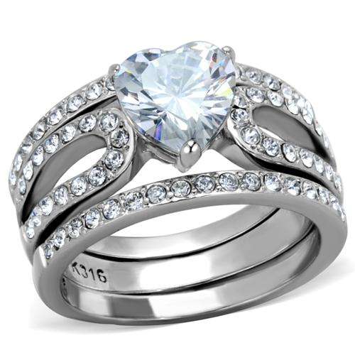 BEAUTIFUL 18K WHITE GOLD PLATED SIMULATED DIAMOND WEDDING RING SET