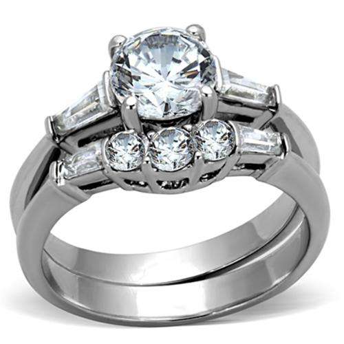 BEAUTIFUL 18K WHITE GOLD PLATED SIMULATED DIAMOND WEDDING RING SET