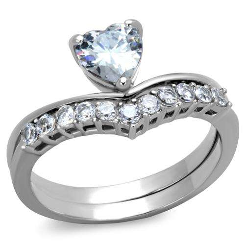 BEAUTIFUL 18K WHITE GOLD PLATED SIMULATED DIAMOND WEDDING RING SET