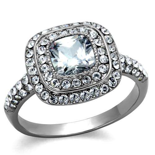 ** 18K WHITE GOLD PLATED SIMULATED DIAMOND LADIES RING