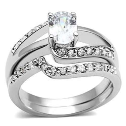 ELEGANT SIMULATED DIAMOND LADIES WEDDING RING SET