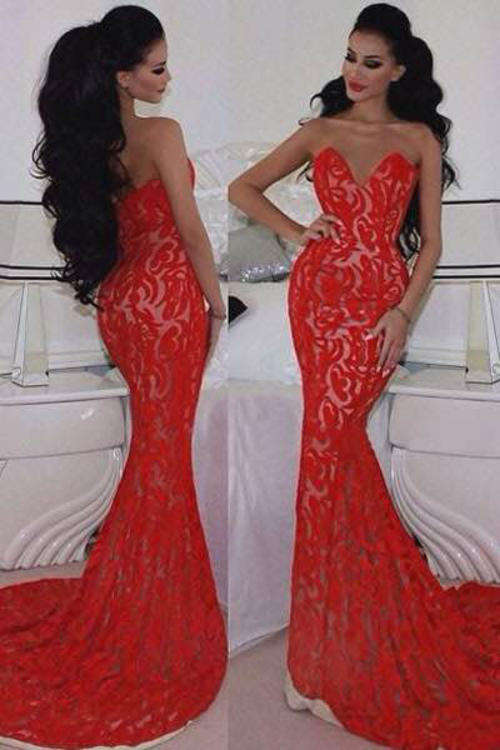 LOVELY LACE MERMAID STYLE MAXI DRESS