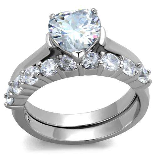 BEAUTIFUL 18K WHITE GOLD PLATED SIMULATED DIAMOND WEDDING RING SET