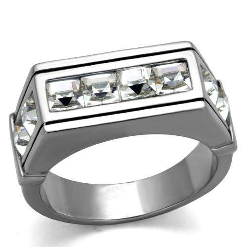 GENUINE SOLID STAINLESS STEEL SIMULATED DIAMOND MEN'S RING