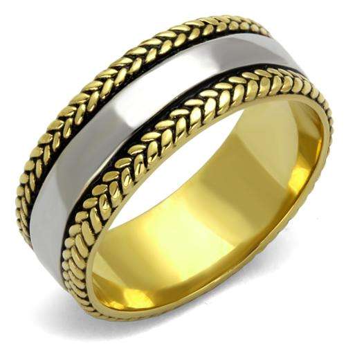 18K YELLOW GOLD PLATED GENUINE SOLID STAINLESS STEEL MEN'S RING