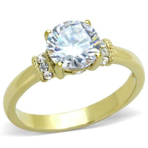 ** 18K YELLOW GOLD PLATED SIMULATED DIAMOND LADIES RING
