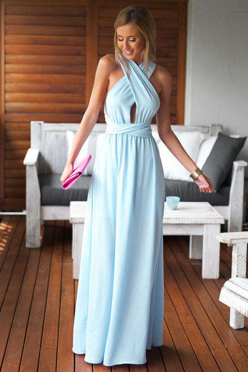 VERSATILE STRAIGHT,CROSS OR TWIST TOP MAXI DRESS