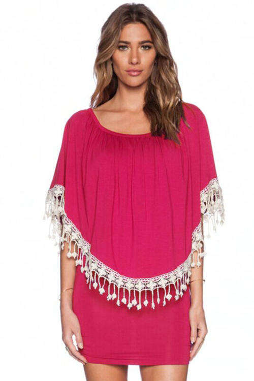 PRETTY CROCHET TRIM DETAIL DRESS