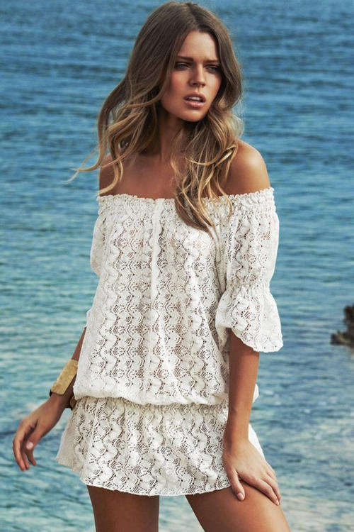 WONDERFUL WHITE LACE COVER UP