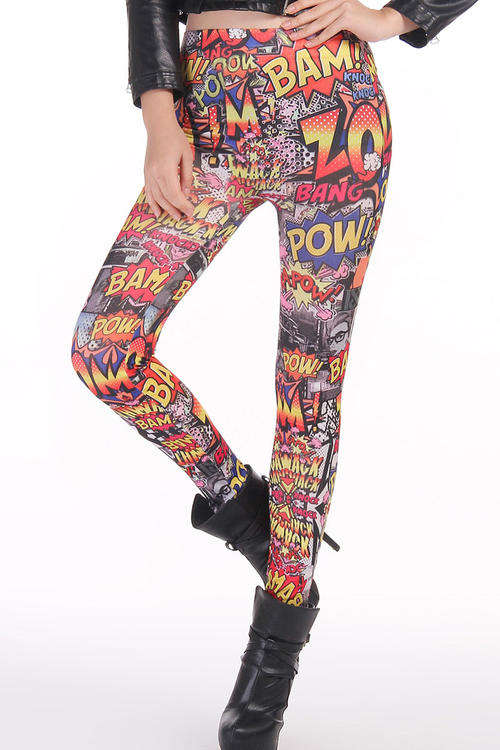TRENDY COMIC PRINT LEGGINGS
