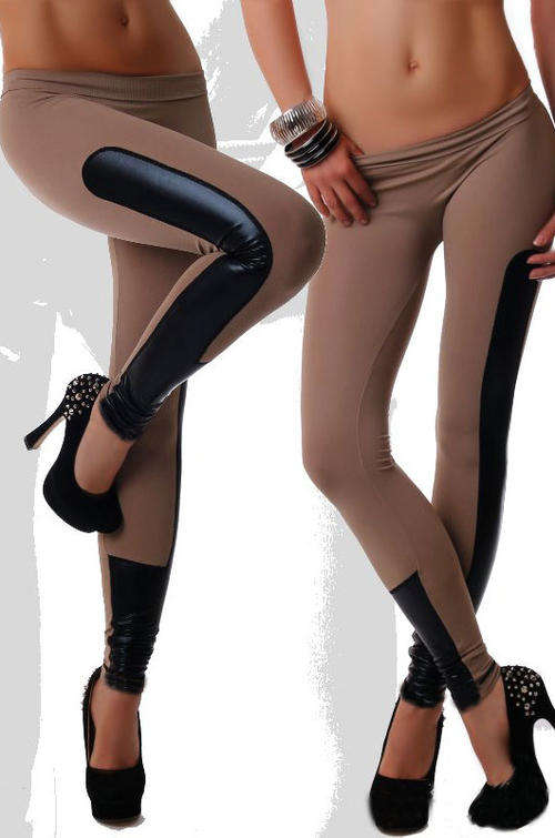 LOVELY LEATHER LOOK TRIM LEGGINGS