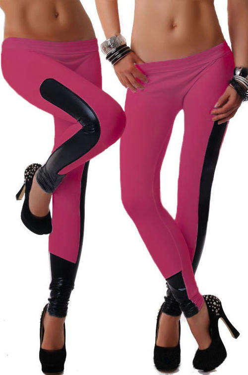 LOVELY LEATHER LOOK TRIM LEGGINGS