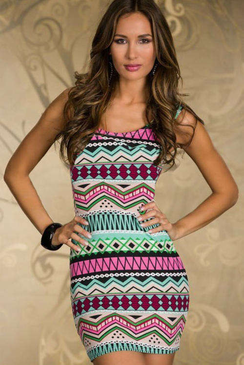 TRENDY ETHNIC PRINT MINI DRESS