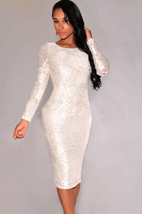 SENSATIONAL ROSE TEXTURED LONG SLEEVE MIDI DRESS