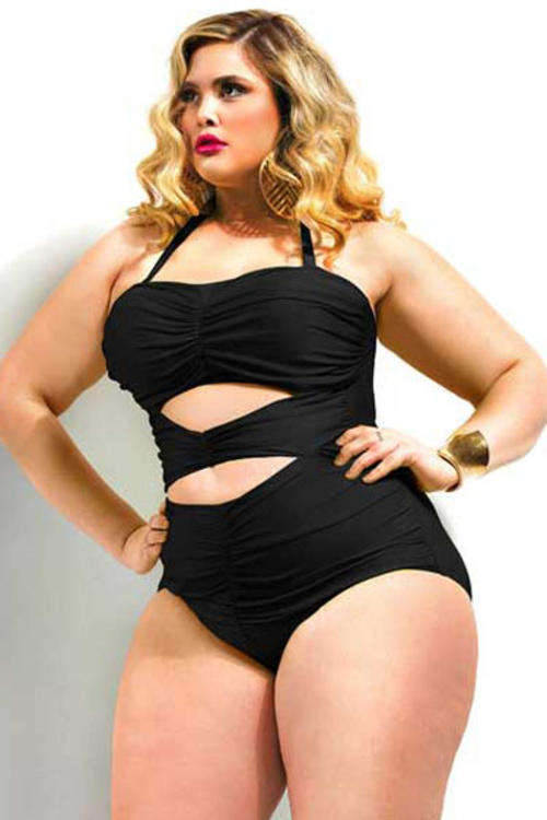 **PLUS SIZE** PRETTY RUCHED FRONT DETAIL SWIMSUIT