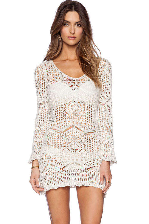 SEXY HOLLOW OUT CROCHET BEACH DRESS