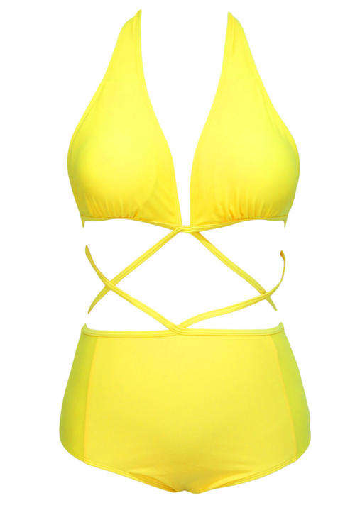 TRENDY CROSS STRAP HIGH WAIST BIKINI