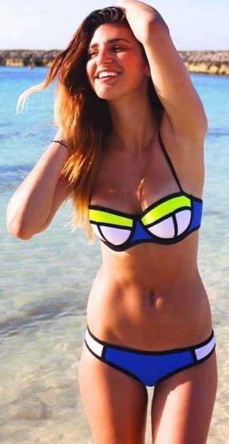 **LOCALLY IN STOCK**GORGEOUS COLOUR BLOCK PUSH UP BIKINI