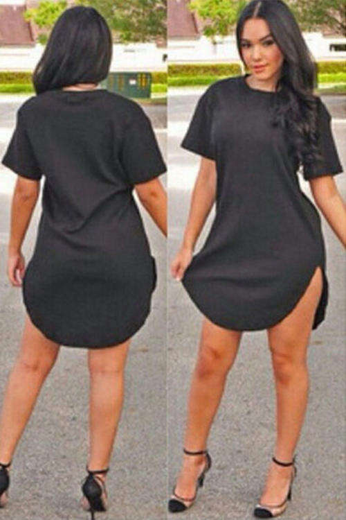SEXY SIDE SLIT T SHIRT DRESS