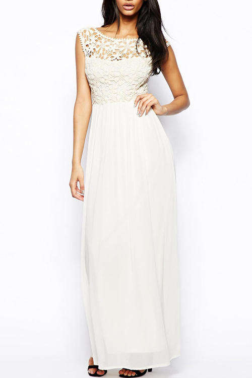FANCY FLORAL LACE TOP DETAIL MAXI DRESS