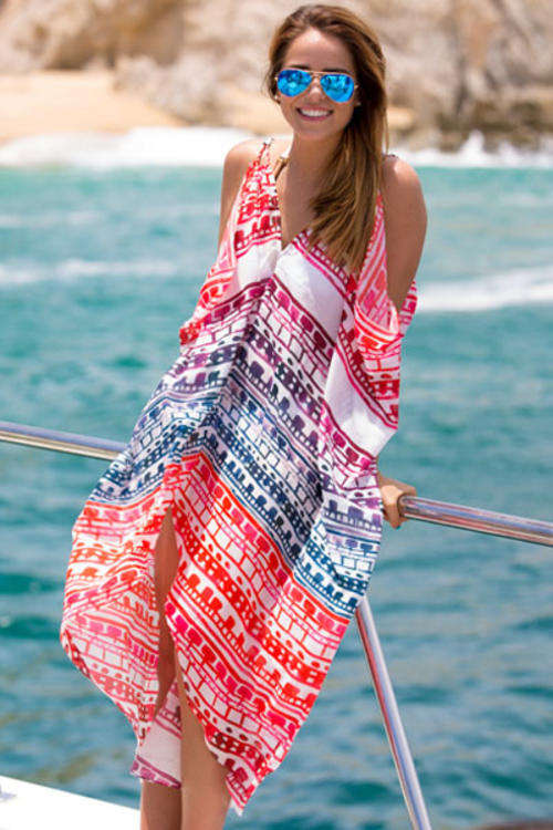 MAGNIFICENT MULTI COLOUR CHIFFON BEACH DRESS