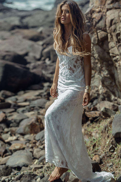 LUSCIOUS LONG WHITE LACE MAXI DRESS