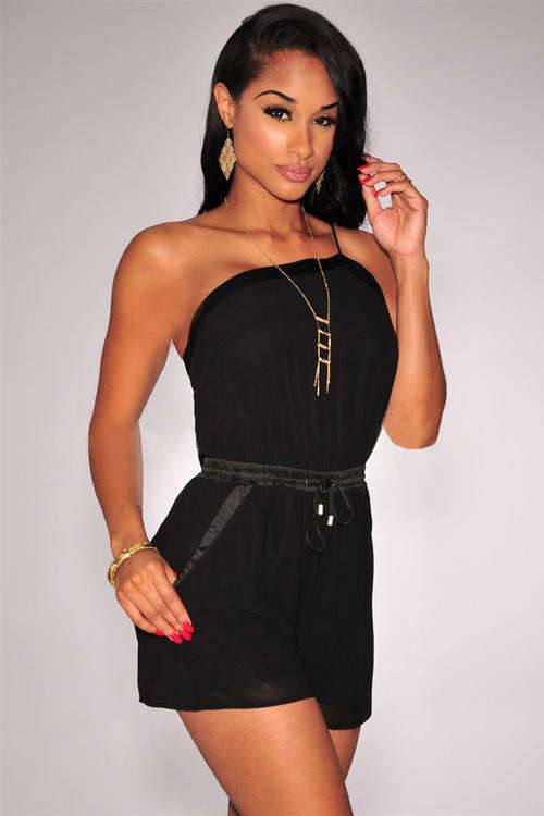 SEXY SINGLE SHOULDER AND SIDE POCKET DETAIL ROMPER