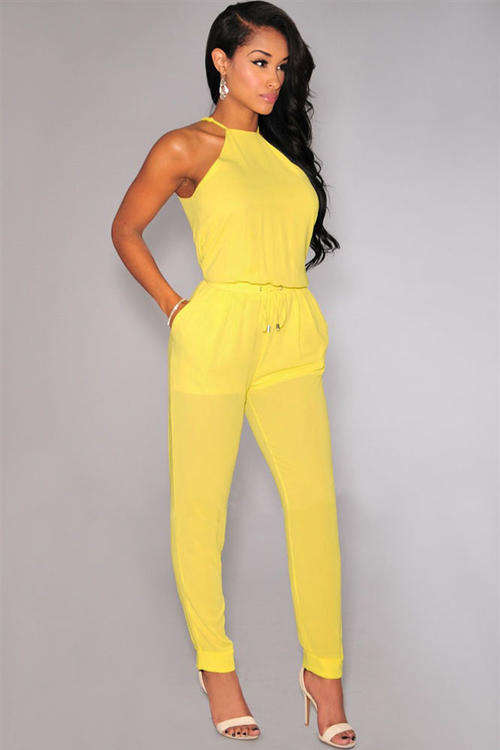 STYLISH SHEER MESH LEGS WITH RACER BACK DESIGN JUMPSUIT