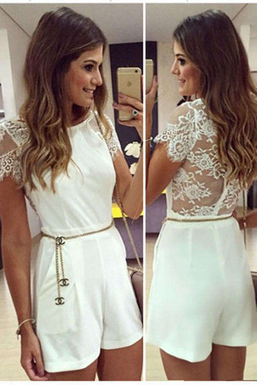 WONDERFUL WHITE LACE DETAIL ROMPER