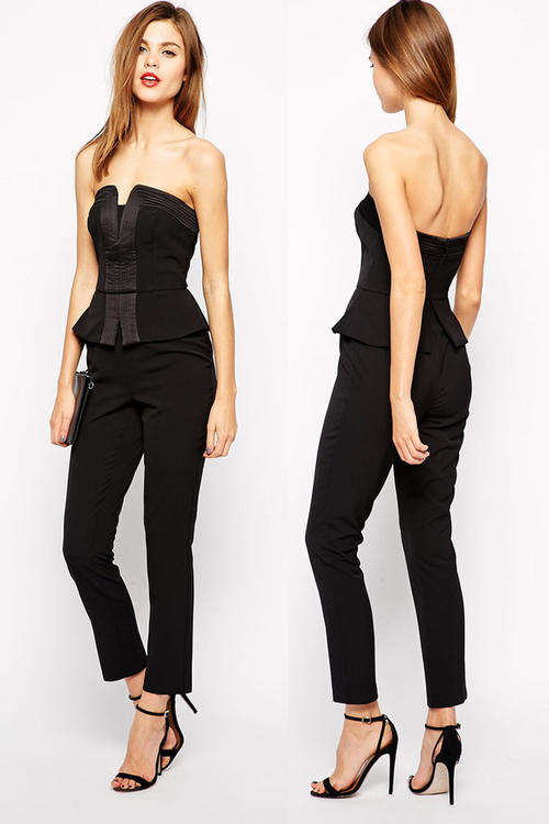 PRETTY PEPLUM CORSET STYLE JUMPSUIT