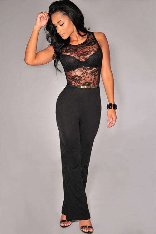 SEXY SHEER LACE TOP JUMPSUIT