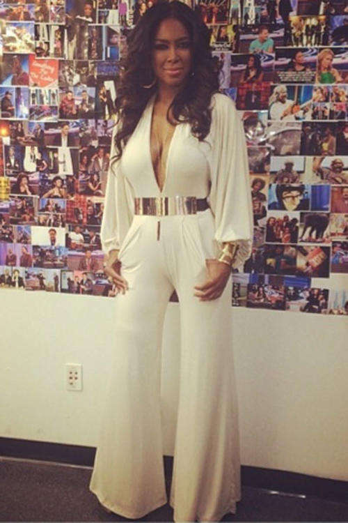 SEXY CELEBRITY STYLE PLUNGING V NECKLINE DETAIL JUMPSUIT
