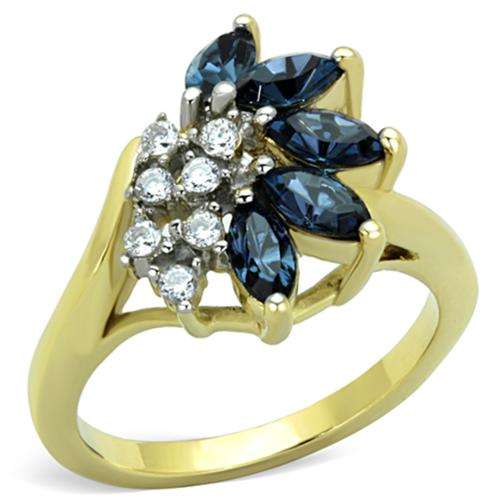 *LOCALLY IN STOCK* STUNNING 18K YELLOW GOLD PLATED SIMULATED SAPPHIRE LADIES RING