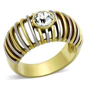 ** STUNNING 18K YELLOW GOLD PLATED SIMULATED DIAMOND LADIES RING