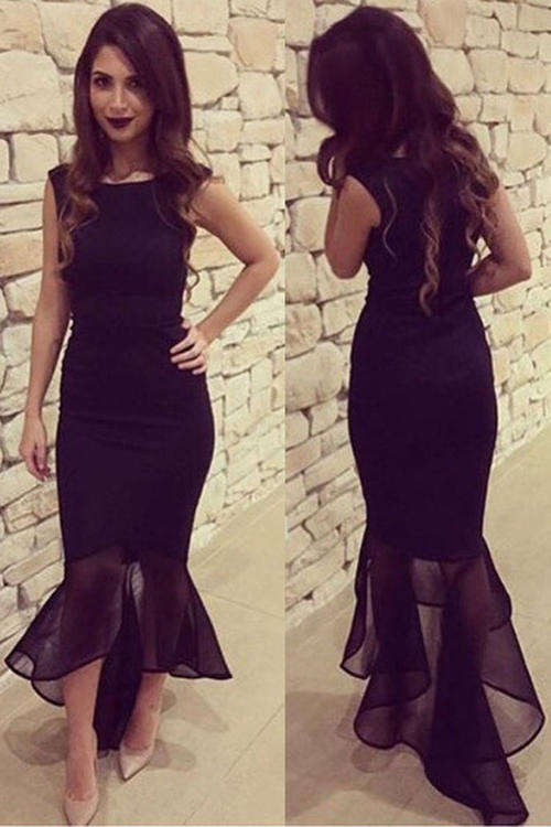 MAGNIFICENT MESH DETAIL MERMAID STYLE EVENING DRESS