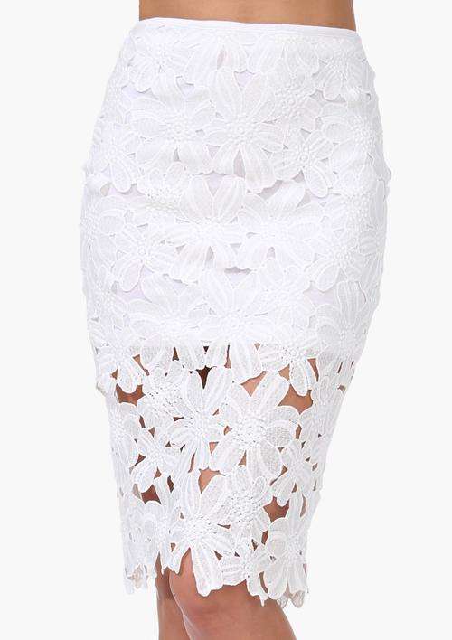 STUNNING FLOWER LACE PENCIL SKIRT