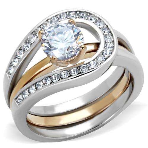 BEAUTIFUL 18K WHITE GOLD PLATED SIMULATED DIAMOND WEDDING RING SET