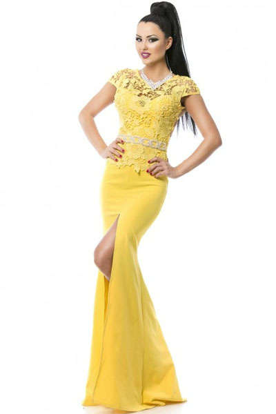 GLAMOROUS FLORAL LACE APPLIQUE DETAIL MAXI DRESS