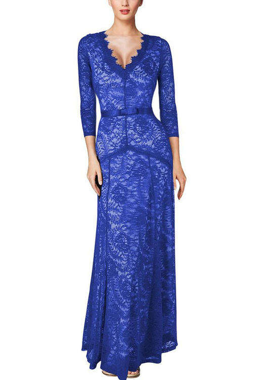 STUNNING ALL OVER LACE DESIGN MAXI DRESS