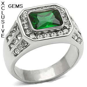BOLD SIMULATED EMERALD MEN'S RING