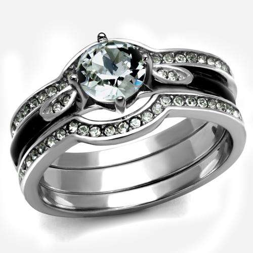 BEAUTIFUL 18K WHITE GOLD PLATED SIMULATED DIAMOND WEDDING RING SET