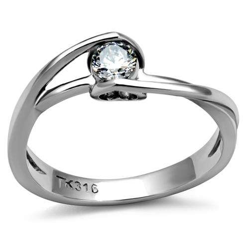 ** 18K WHITE GOLD PLATED SIMULATED DIAMOND LADIES RING