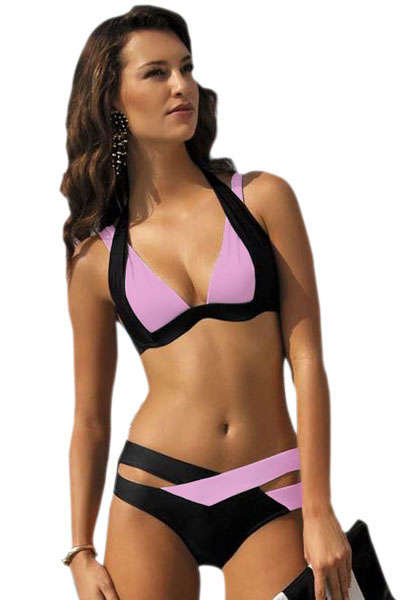 **PLUS SIZE**TRENDY CONTRAST COLOUR CROSS OVER STYLE BIKINI